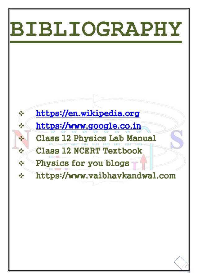 physics investigatory project class 12
